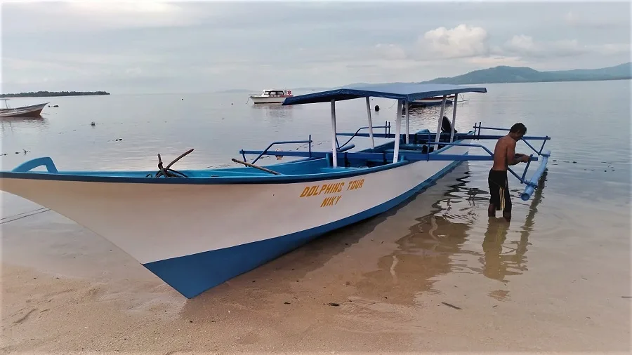 Outrigger wooden boat Bunaken